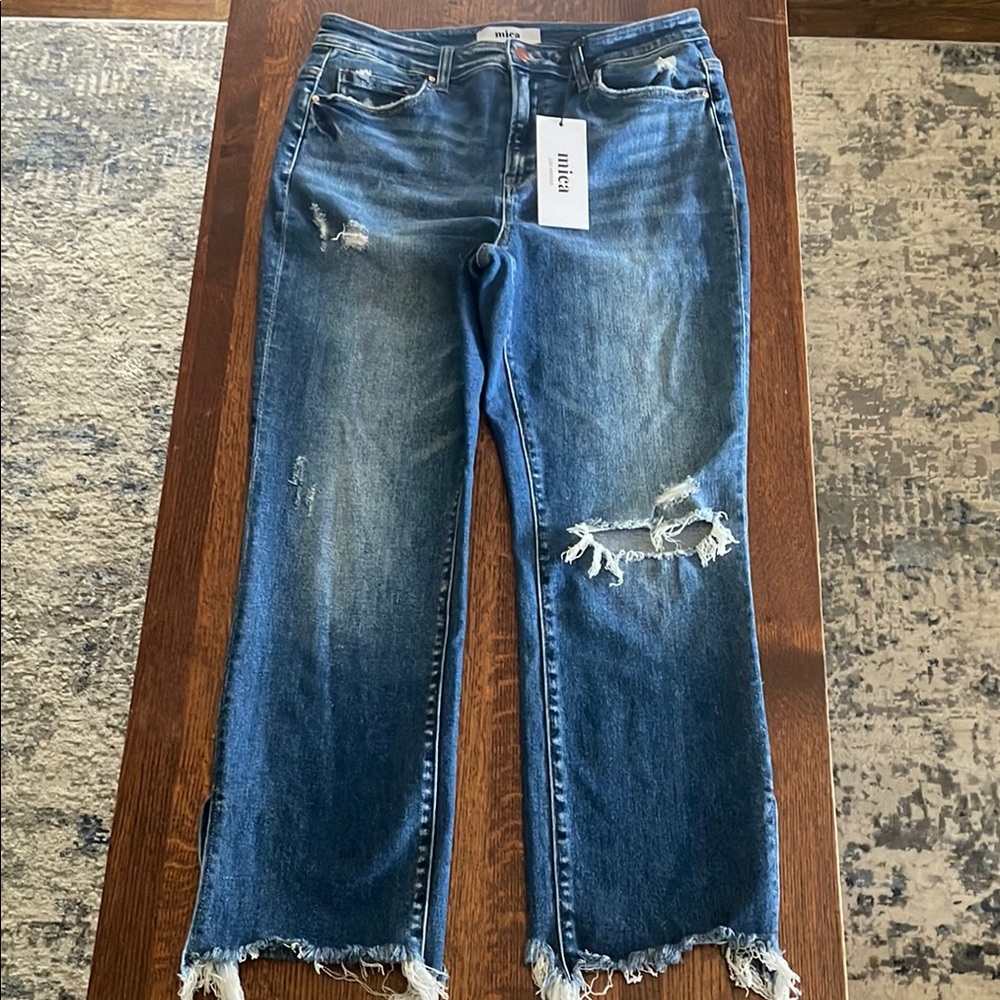 Mica Denim- Size 31- Distressed Ankle split  Jeans- new, tag on.